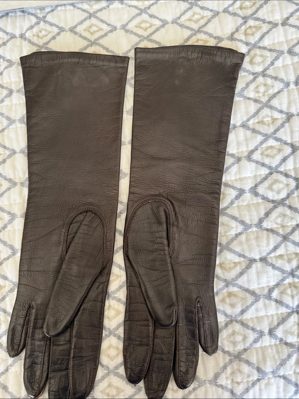 Leather Opera Gloves - Brown